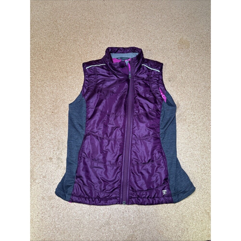 Title Nine Magenta Asymmetrical Zip Puffer Hooded Vest Size M F3